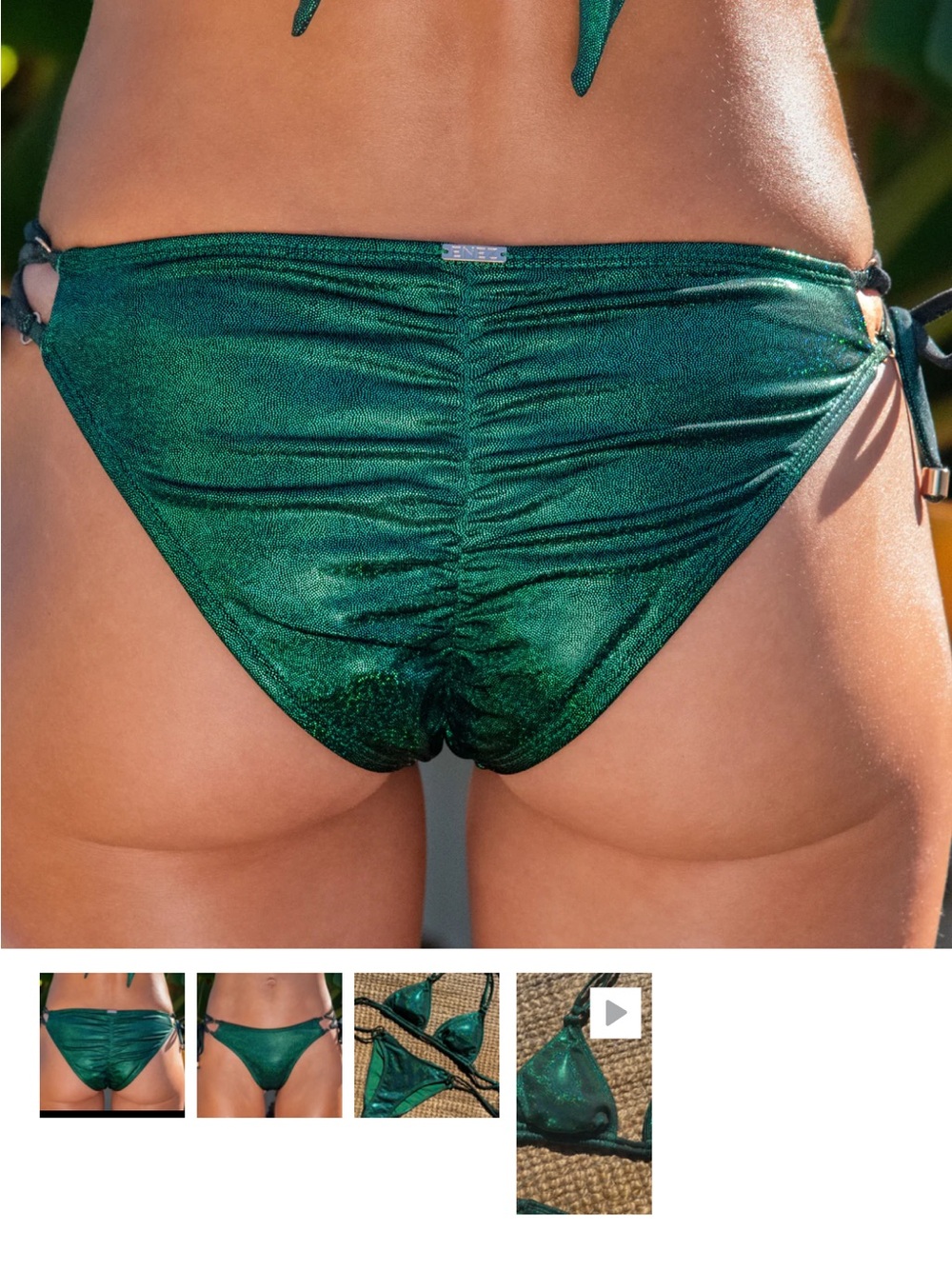 Zaful Metallic Emerald Green Tie Triangle Bikini Set